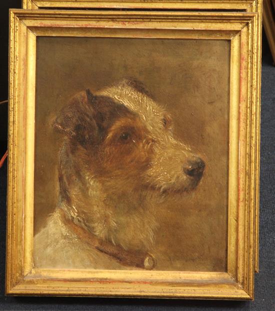 Richard S. Moseley (1843-1914) Portraits of wire-haired terriers - Railway Jack and Brandy 12 x 10in.